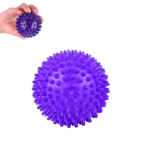 2Pcs Spiky Hard Massage Balls,Soft Spiked Manual Massager Rollers Body Spiky Balls Fitness Finger Relax Tool for Plantar Fasciitis Exercise Back Feet (Small 7.5cm) - color: Purple, size: Small 7.5cm