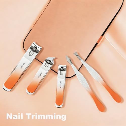 Manicure Set, 10 pcs High-Carbon Steel Nail Clippers Set, Portable Mini Manicure and Pedicure Kit, Travel Grooming Nail Kit with Leather Bag for Men and Women - color: Orange