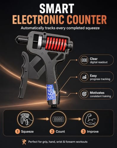 Adjustable Digital Counting Hand Grip Strengthener, 11-363 lbs | Double Spring Grip Strength Trainer, Smart Electronic Counter, 11-363 lbs Forearm Exerciser For Climbing And Fitness - color: 2 Pcs