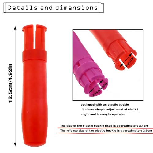5-Piece Sidewalk Chalk Holder Set, Railroad Chalk Holder Large, Plastic Adjustable Clips for Kids, Teachers, Students, Office and Artists