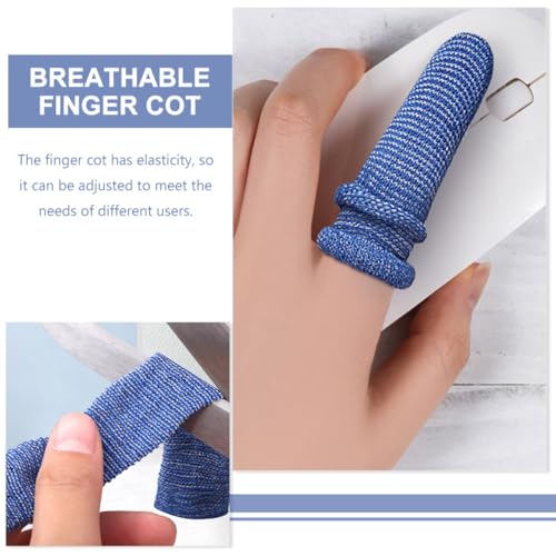 Cabilock 10pcs Blue Breathable Sports Finger Sleeves Soft Elastic Finger Protectors Support Bandages for Outdoor Recreation and Injury Prevention