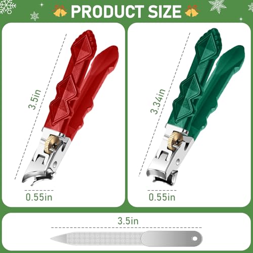 2026 Toenail Clippers for Thick Toenails, Wide Opening Nail Clippers, Heavy Duty Ingrown Toenail Clippers Nail Cutters, Ultra Sharp Slanted Nail Clippers with Long Handle - style: Red & Green