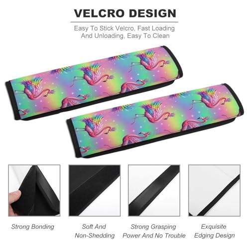 Universal Fit Seat Belt Shoulder Pad for Adult Use, Most Cars, 2 Pack Flamingo Pink Rainbow Harness Pads Strap Pressure Relief - color: Pattern 767
