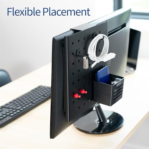 VIVO Steel Hanging Pegboard, 10 x 11 inch Magnetic Peg Board with Hook Fitting 1.2 Inch Surfaces, Accessory Organizer for Cubicles and More, Black, PP-DK03H