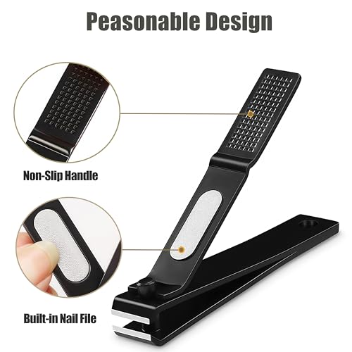 Heavy Duty Nail Clippers Set, Straight & Curved Edge, 3PCS Black | Large 3.15Inch, Fingernail and Toenail Clippers for Thick Nails, with Nail File ,Nail Trimmer for Men Women Seniors Adults - color: Black