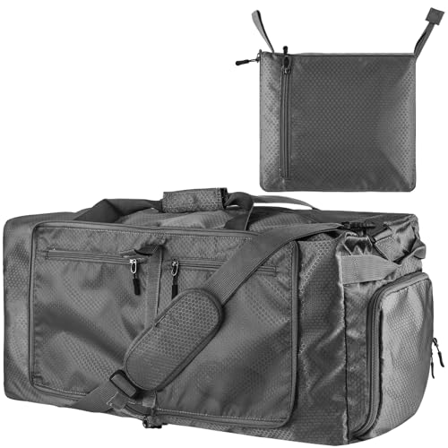 60L Duffle Bag with Shoes Compartment - Foldable&Large Capacity Travel Duffel Bags, Lightweight & Water-Resistant Gym Bag - Dark Gray - color: 28L - Dark Grey