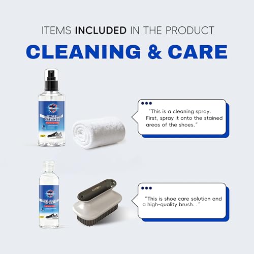 Shoe Cleaning Kit & Sneaker Care Kit – Sneaker Cleaner for Mesh Shoes, Leather, Canvas, Deep Clean Shoe Cleaner with Brush for Most Sneakers
