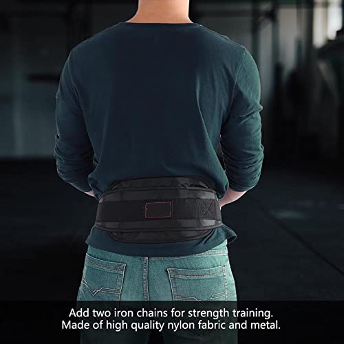 Fitness Dip Belt with Waist Chain, Nylon and Metal Weight Belt for Strength Training, Black - Durable Design, Adjustable Chains for Gym Power Building