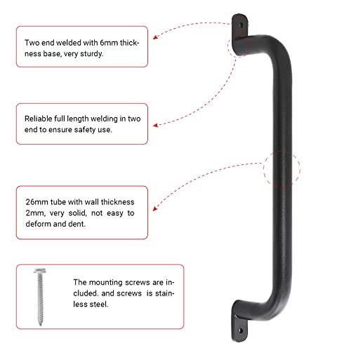17 Inch Black Playground Handles Indoor Kids Monkey Bar Ladders 6Pcs | Heavy Duty Solid Metal, Non-Slip Matte Black Powder Coating, Comfy Secure Hand Grips for Playset Swing Set Climbing Frame - color: Black-6pack