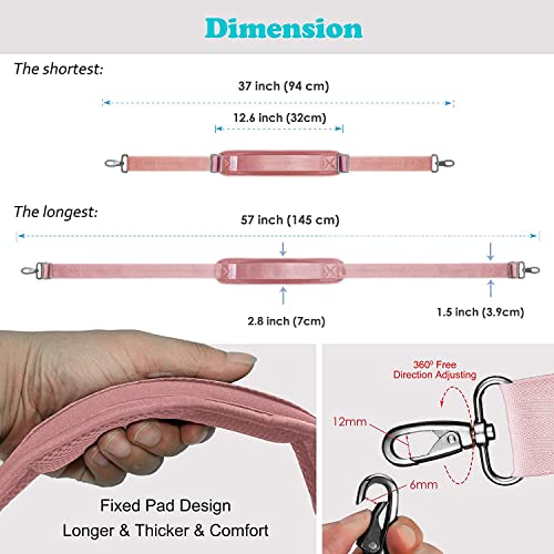 Bag Shoulder Strap, Padded Adjustable Shoulder Strap Replacement - color: Pink, size: 57"