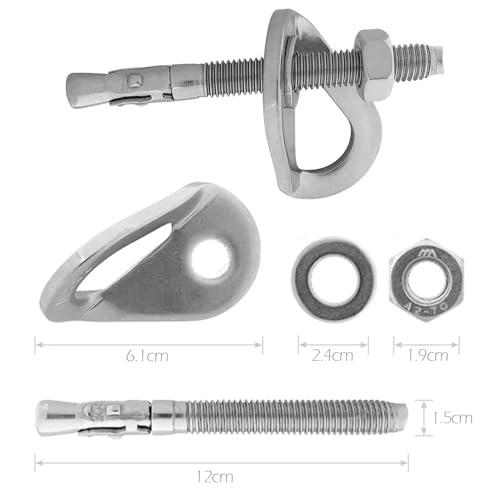 Climbing Holds Anchor Set - 6 PCS - Stainless Steel Bolt Hanger and Bolt Heavy Duty Climbing Holds Weight 2500KG for Indoor Outdoor Climb Train - size: 12MM