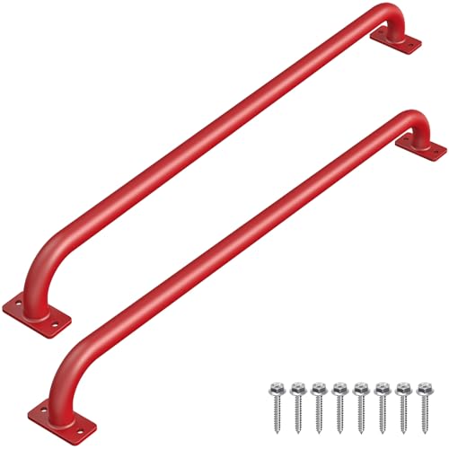 SELEWARE 42" Red Playground Ladder Handle Metal Playset Handles Grab Bars | 500LB 2Pcs Heavy Duty Steel Kids Playground Handles for Indoor/Outdoor Ladder Handrail Swing Set Treehouse Rock Climbing Wall - color: D: 42"-2 Pcs-red