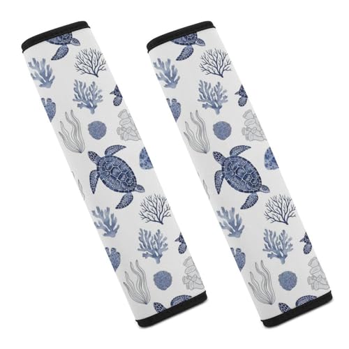 2 Pack Sea Turtle Grass Natural Watercolor Car Seat Straps Shoulder Pads Universal Soft and Comfortable Seat Belt Cushion for Adults and Children, Stroller Pushchair High Chair - color: Pattern 434