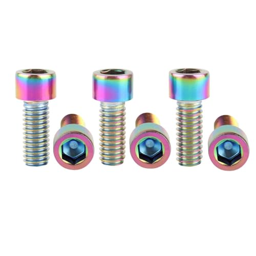 6Pcs Bike Screws M6x10 12 16 18 20 25 30 35mm Stainless Steel Socket Head Cap Allen Hex Bolt (Ranibow, M6 x10mm) - color: Ranibow, size: M6 x10mm