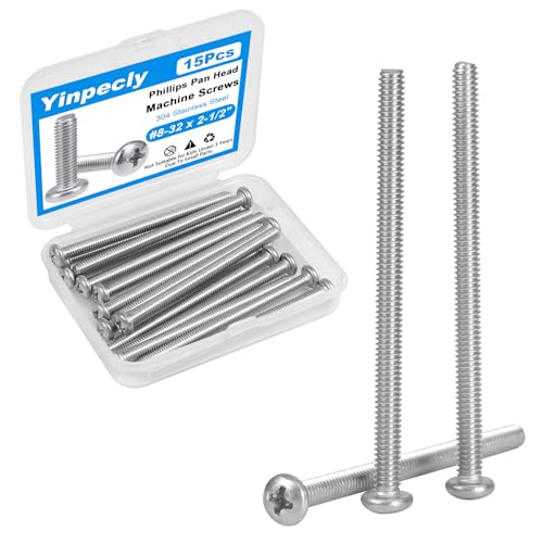 15 Pcs #8-32 x 2-1/2" Pan Head Machine Screws, 304 Stainless Steel, Truss Head Bolts, Full Thread, Bright Finish, Phillips Drive for Furniture Repairs and 3D Printer - size: #8-32 x 2-1/2"