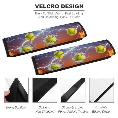 1 Pair Universal Fit Seat Belt Cover for Elderly Support, Most Cars, Fire Lightning Softballs Seat Belt Cushion, Neck and Shoulder Support - color: Pattern 707