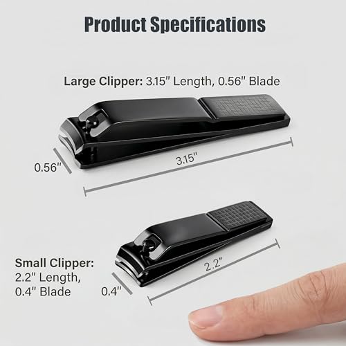 Heavy Duty Nail Clippers Set, Straight & Curved Edge, 3PCS Black | Large 3.15Inch, Fingernail and Toenail Clippers for Thick Nails, with Nail File ,Nail Trimmer for Men Women Seniors Adults - color: Black