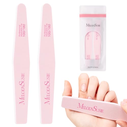 MelodySusie 2Pcs Nail Files 100/180 Grit Emery Boards Pink | Double Sided, Acrylic Gel Natural Nails, Professional Manicure Pedicure Shaping Tools, Home and Salon Use - size: 2Pcs Diamond Shape
