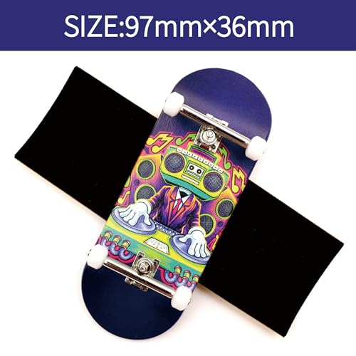 36mm Pro Fingerboard with Wooden Finger Skateboard Deck Upgraded Finger Board Trucks Street Shape Bearing Wheels (DJ) - color: Dj