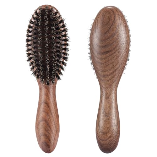 BESTOOL Hair Brush,Natural Walnut Wood & Boar Bristle Hair Brushes for Women Men and Kids to Enhance Shine and Texture,Slick Back Hairbrush for Thin,Fine and Medium Hair
