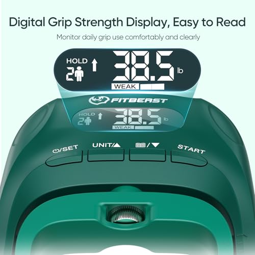 FitBeast Grip Strength Trainer Kit, Digital Grip Strength Tester with Adjustable Hand Gripper Strengthener & Soft Stress Ball for Daily Hand Recovery (Essential 3-in-1 Kit)