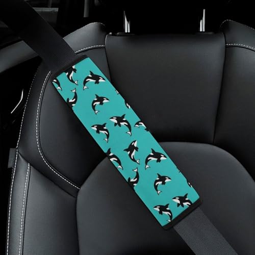 2 Pack Killer Whale Mint Green Car Seat Belt Pad Soft Padded Automotive Seat Belt Protector for Child, Stroller Pushchair High Chair, Shock Absorption - color: Pattern 1069