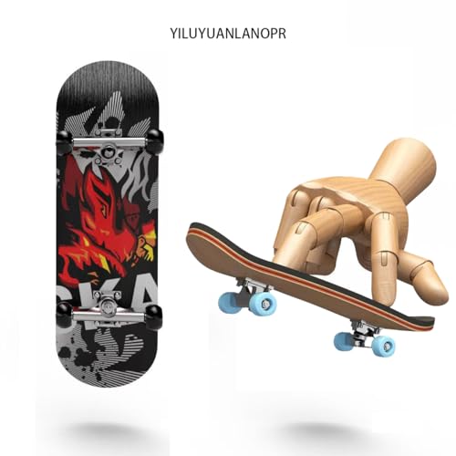 Wooden, pro Fingerboard 29mm Mini handboard、Premium Fingerboard Ideal for Dexterity maneuvers (Raging Flames) - color: Raging Flames