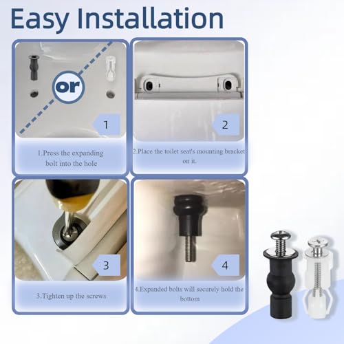 2 Set Toilet Seat Screws, Stainless Steel Toilet Seat Bolts with Expanding Rubber & Plastic Nuts - Universal Toilet Hardware Replacement Kit for Most Top-Mount Toilet Seats' Top-Mount Hinges - style: Universal style fits 14-19mm holes