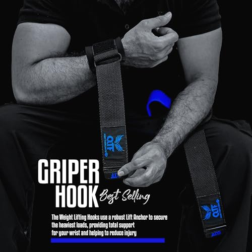 Weight Lifting Hooks Lifting Heavy Duty Deadlift Wrist Straps Men and Women Pull Ups Powerlifting and Gym Workouts grips - color: Blue/Iron-Hooks, size: Iron-Hooks