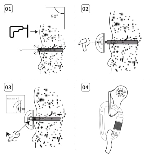 35kN UIAA Certified Heavy Duty Stainless Steel Climbing Bolt Hangers & Expansion Bolts Set, M10, Silver, 5pc - color: Bolt Hanger+Bolt-5pc, size: 10mm