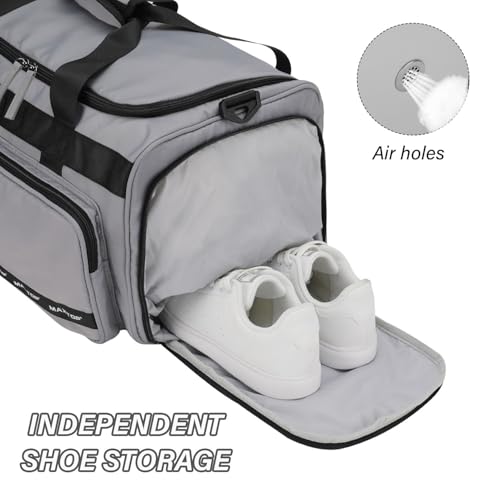 MAXTOP Gym Bag for Women Men Travel Duffle Bag Large Capacity Carry On Weekender Overnight Bag With Shoe Compartment Gym Tote Dry Wet Separation Duffel Bag for Travel - color: Grey, style: Gym Bag