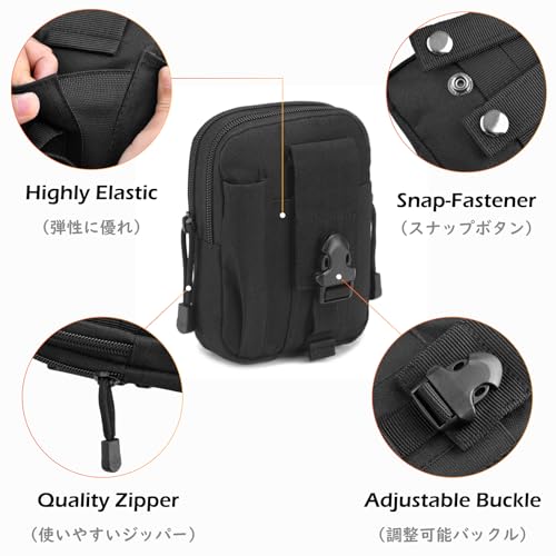 TRIWONDER Tactical Phone Pouch Molle, Smartphone Holster Bag EDC Utility Cellphone Lock Card Holder Organizer Fit for Waist Belt Case - color: 04 Black