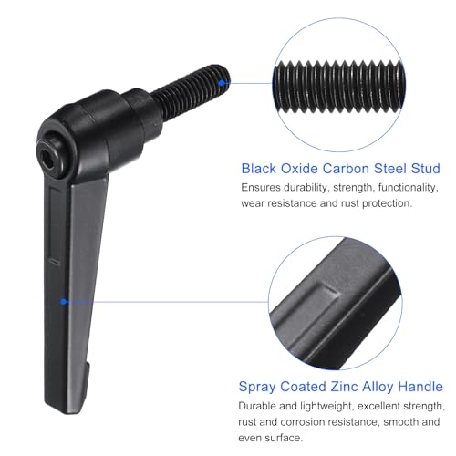 uxcell 4pcs Clamping Lever Handles, M8 x 20mm Black Oxide Carbon Steel Threaded Male Stud, Adjustable Handles Locking Quick Release Ratchet Push Button Bolt Knobs, Black - size: M8 x 20mm