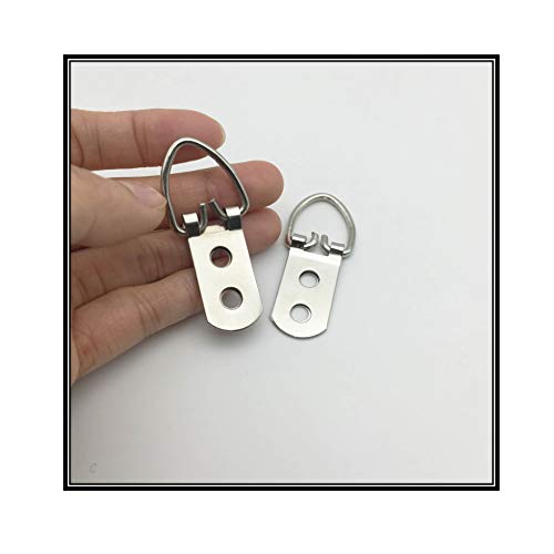 20 Pack D-Ring Steel Picture Hangers Heavy Duty with Screws Picture Frames Double Holes Clasp Picture Hang Solutions, for Hanging Clock Paintings Artwork Picture Frame Hook Photos Mirrors (Silver) - size: 20 Pack-Double hole