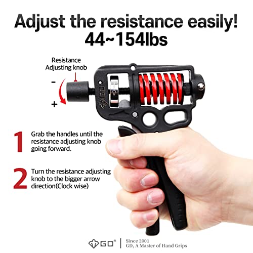 GD Grip Strength Trainer (Premium Adjustable Grip Strengthener for Forearm Training) Wrist and Forearm Strengthener
