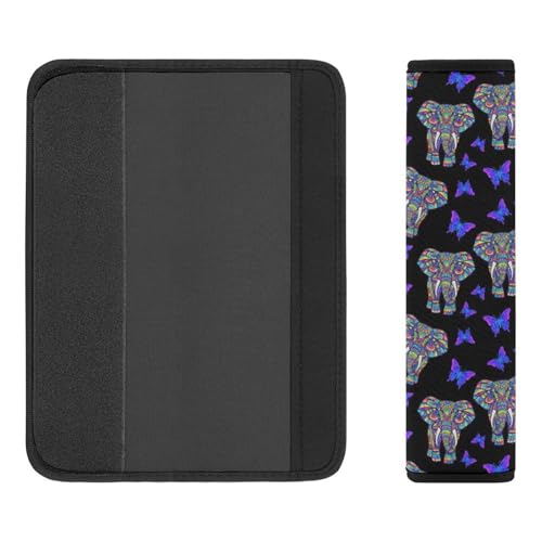 2 Pack Elephant Butterfly Art Seat Belt Cover Universal Fit Shoulder Harness Cover for Girls and Boys, Car Seats Pushchair Strollers High Chair Pushchair - color: Pattern 668