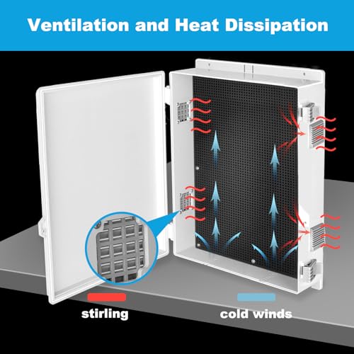 Electrical Junction Box, Outdoor Water Resistant Nema Enclosure, Ventilated ABS Plastic WiFi Project Box with Internal Mounting Panel & Hinged Cover 18.1" Lx 12.6" Wx 4.3" H - size: 18.1"Lx 12.6"W x 4.3"H
