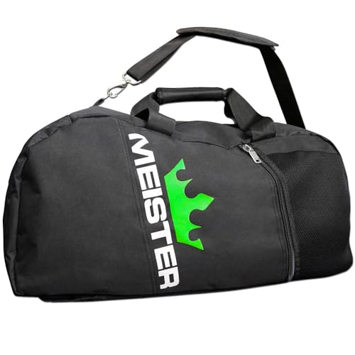 Meister Vented Convertible Duffel/Backpack Gym Bag - Ideal Carry-On | Built for athletes with dual mesh ventilation and ultra-durable construction for training, travel and everyday use - color: Black w/ Electric Green