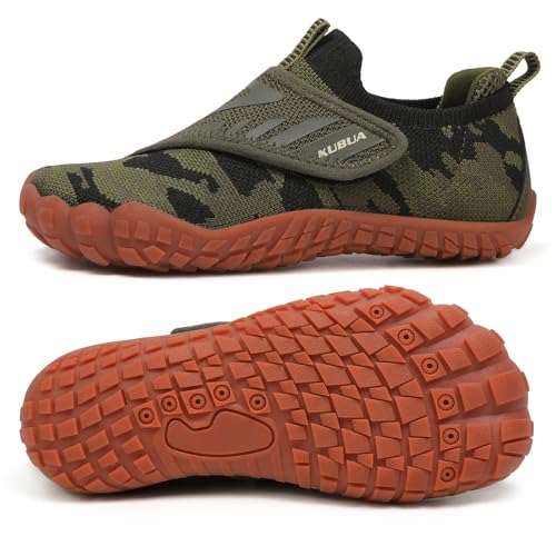 KUBUA Versatile Kids Water Shoes Boys Girls Quick Dry Swim Aqua Socks | Wide Toe Box, Lightweight, Barefoot-Style, Breathable, Beach, Pool, Kayak, Water Parks, Hiking, Toddler, Little Kid, Big Kid - color: Green, size: 12 Little Kid