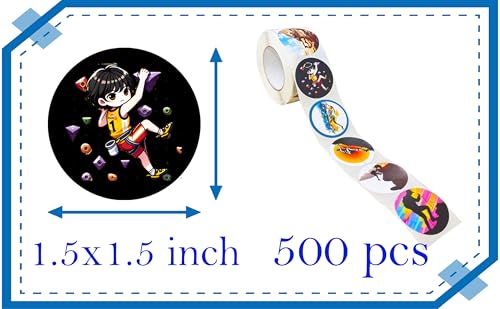 500 Pieces Sport Rock Climbing Labels Roll Stickers - Outdoor Wall Climbing Themed Birthday Party Supplies Decorations Favors Prizes Sticker