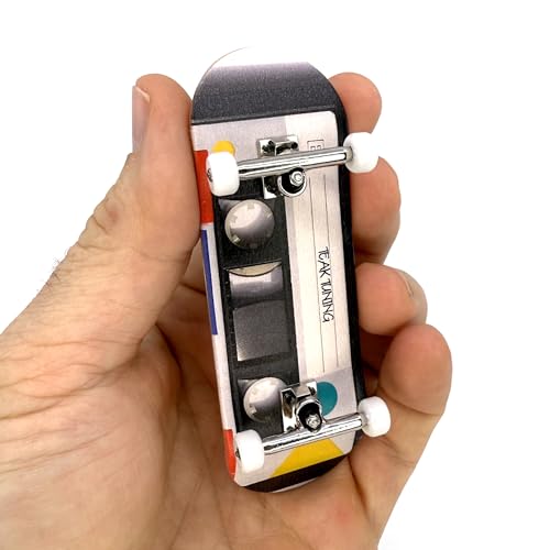 Teak Tuning 32mm Pro Fingerboard Heat Transfer Graphic Complete - Fully Assembled with Pro Level Parts - Pro Shaped Wood Deck (34x97mm), UltraSpin Wheels, Prodigy Trucks - Cassette Tape - color: Cassette Tape