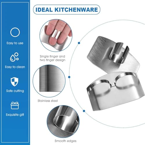 Patelai 6 Pieces Finger Guards for Cutting Stainless Steel Finger Protectors Adjustable Safe Slice Hand Guard Protect for Food Chopping Slicing Cutting, 2 Styles