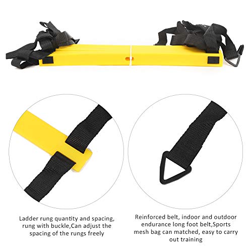12 Rungs Agility Ladder, Training Equipment with Adjustable Rungs Spacing 43CM Fixed Design Mesh Carry Bag for Football Soccer Warm Up Exercise Speed Coordination