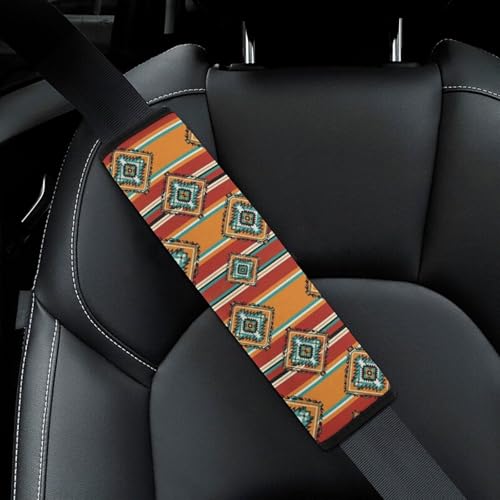 1 Pair Soft Padded Seat Belt Cover for Child, Most Cars, Southwestern Boho Brown Aztec Southwest Shoulder Harness Cover, Neck and Shoulder Support - color: Pattern 398