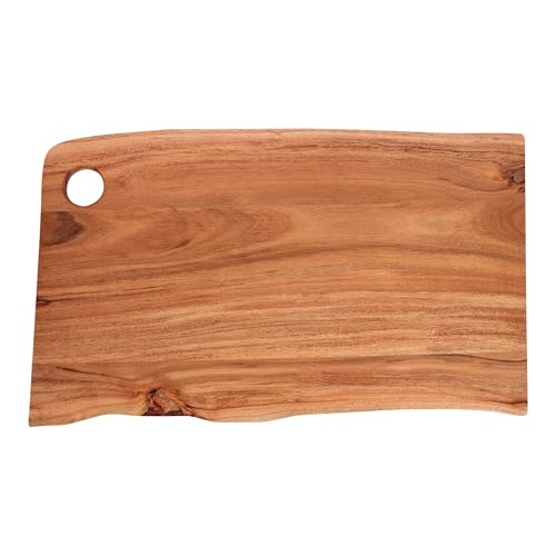 GoCraft Acacia Wood Live Edge Cutting Board – with Hole for Hanging | Rustic Rectangular Wooden Chopping Board | Charcuterie Cheese Tray | Food Serving Platter | Farmhouse Décor (Large) - size: 21"L x 12"W