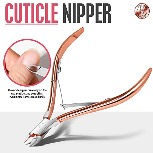 FANDAMEI Nail Care Kit, Nail Cuticle Nippers, Ingrown Toenail Tools Kit, Nail Lifter, Toenail File and Lifters Stainless Steel, Nail Cuticle Pushers, Professional Manicure and Pedicure Set, 4 PCS - color: Rosegold