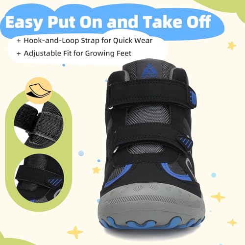 Mishansha Kids Water Resistant Hiking Boots, Boys Girls Anti Collision Anti-Skid Athletic Outdoor Adventure Trekking Shoes | Protective Toe, Adjustable Fit and Flexible Sole for Camping, School, Walking, Trekking, Trail Adventures and Everyday Wear - colo
