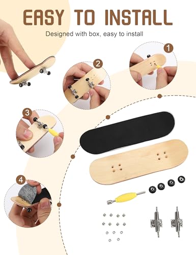Yosoo Health Gear Finger Skateboards, Fingerboard Finger Board, Finger Skating Board, 1Pc Maple Wooden Alloy Fingerboard Finger Skateboards, Mini Skaboard Bois With Box Reduce Pressure People