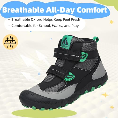 Mishansha Kids Water Resistant Hiking Boots, Boys Girls Anti Collision Anti-Skid Athletic Outdoor Adventure Trekking Shoes | Protective Toe, Adjustable Fit and Flexible Sole for Camping, School, Walking, Trekking, Trail Adventures and Everyday Wear - colo