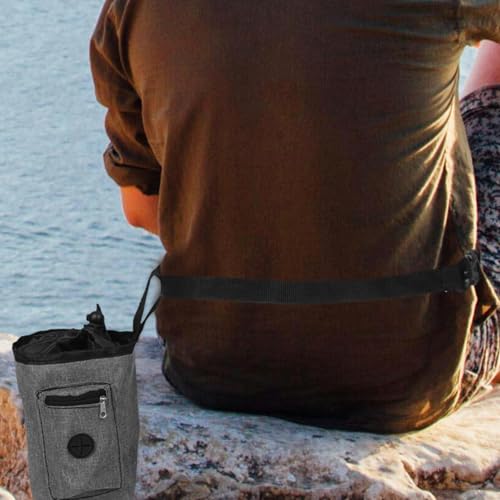 BESPORTBLE Anti-Slip Oxford Cloth Chalk Bag for Rock Climbing and Bouldering with Zippered Pocket Lightweight Gray Waist Pouch for Hiking Gymnastics Weightlifting and Outdoor Training